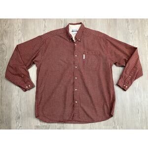 Columbia Red Plaid Print Long Sleeve Button Up Shirt Men’s Size 2XL